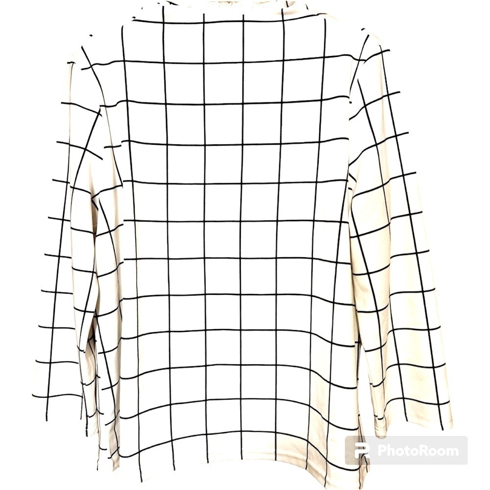 Melloday mock neck black white check top size large